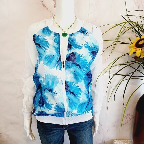 Fabletics pretty island print blue jacket - Picture 2 of 10